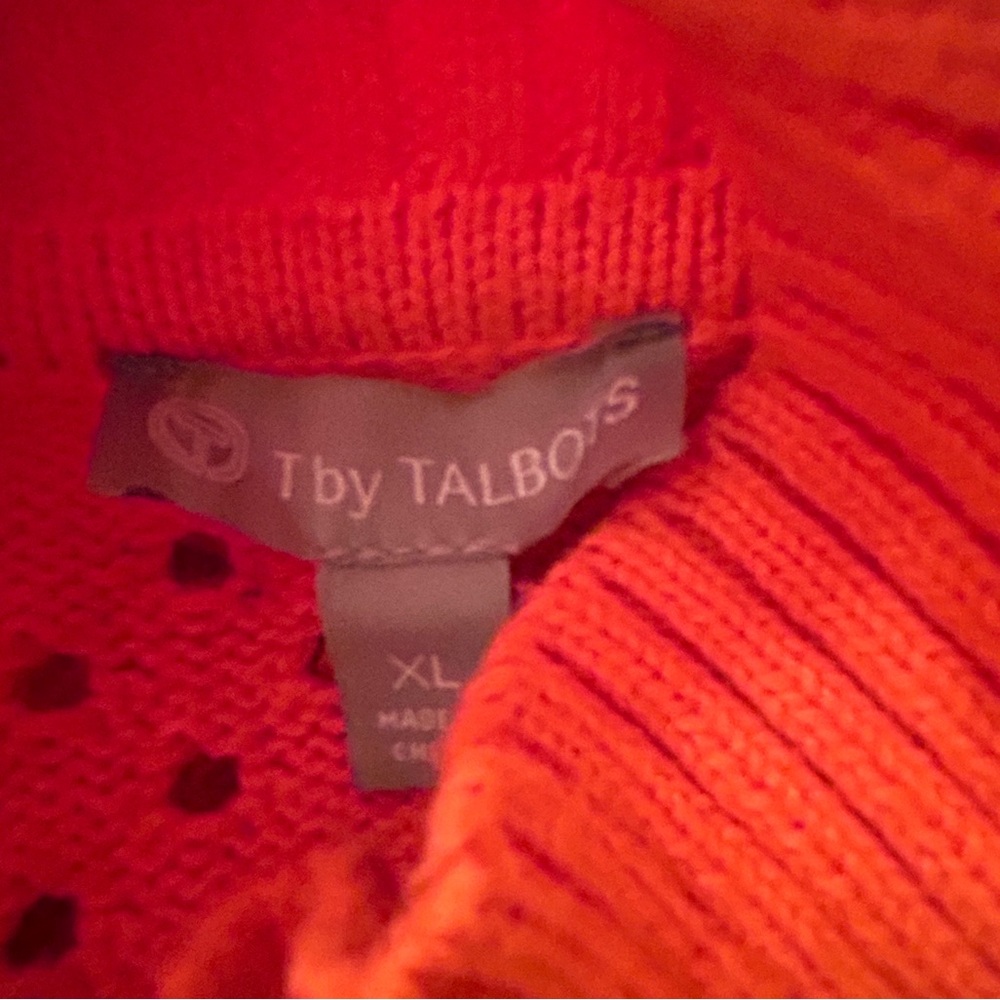 T By Talbots Like New Orange Open Weave Cardigan … - image 3